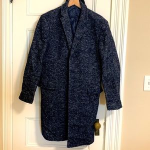 J. Crew (Maybe Factory?) Blue Herringbone Wool Topcoat